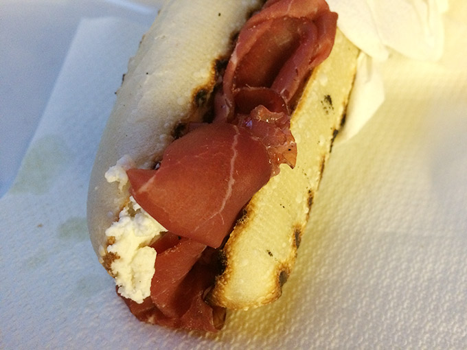 Vodka, goat cheese and bresaola panini