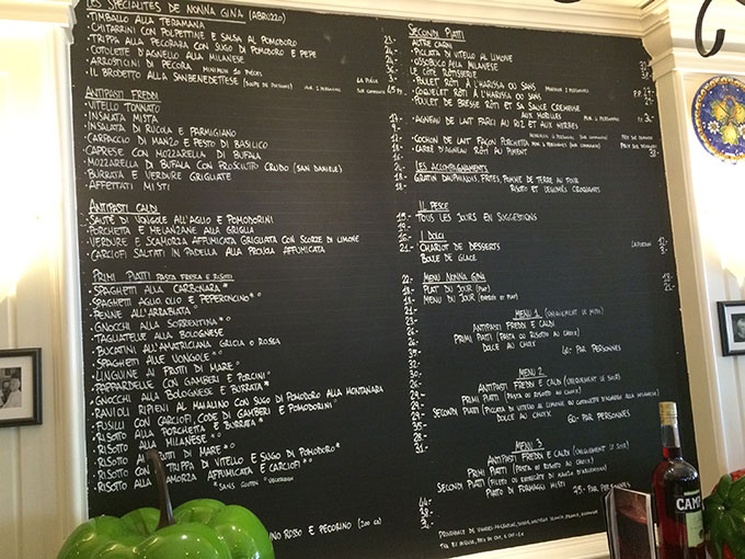 Nonna Gina - chalkboard menu